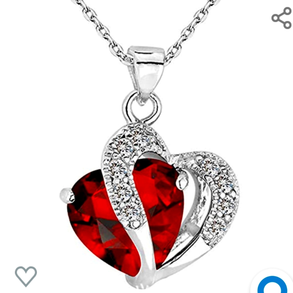 Brand New Cubic Zirconia Inlaid ❤ Heart  Pendant Necklace